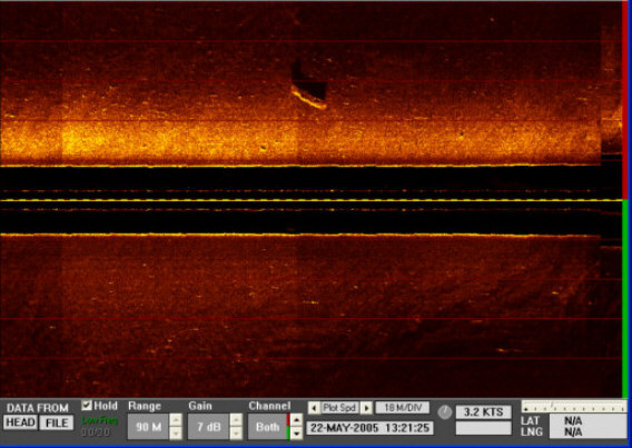 Sidescan Sonarbild vom Wrack der -Tjalk-